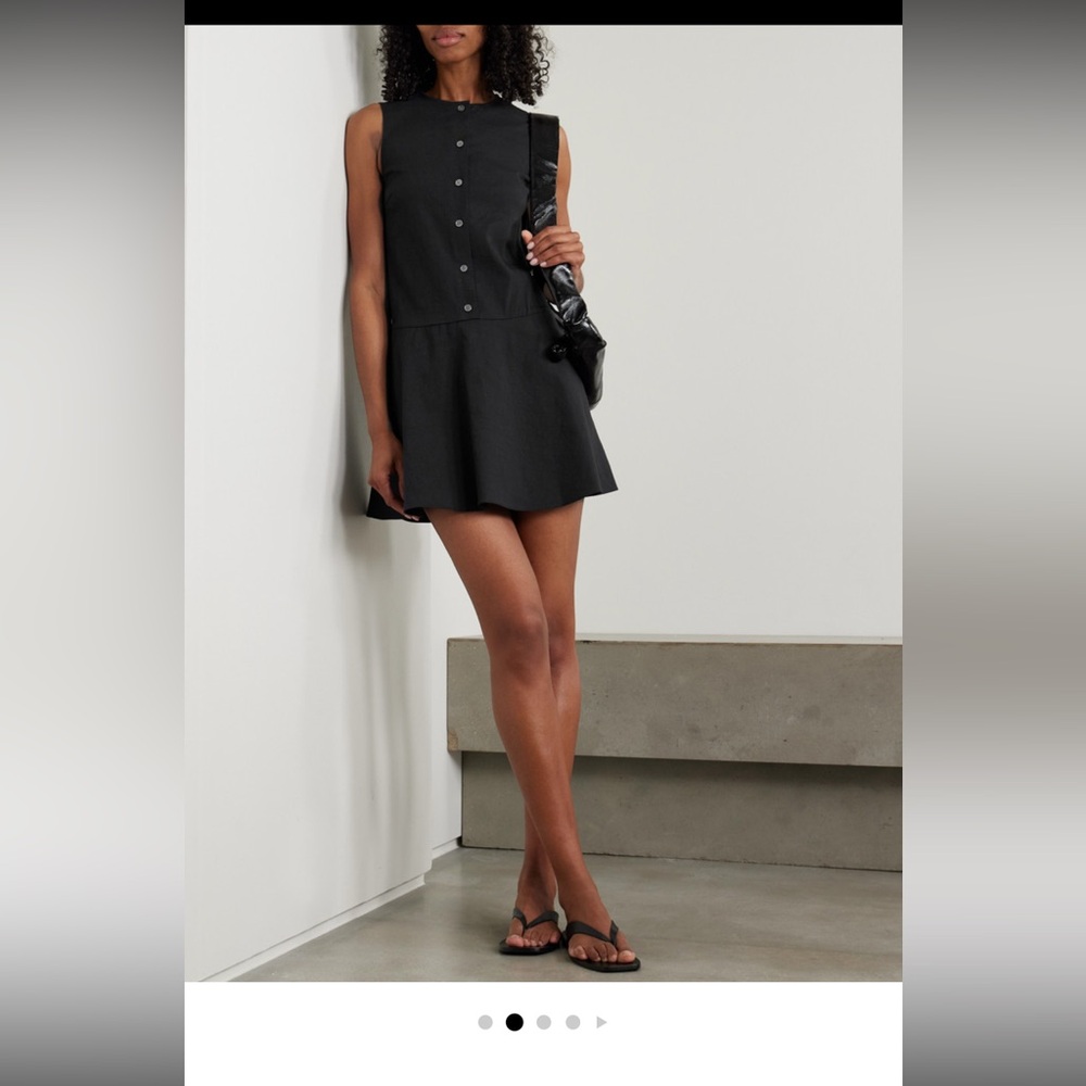 Theory Black A-Line Button Poplin Dress
